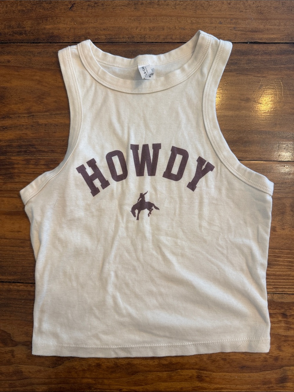 HOWDY bucking bronco cropped tank